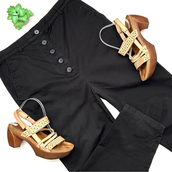 COS Buttoned Fly Drop-Crotch Trousers Harem Black Cropped Pants Cotton Size 8 - Picture 2 of 9